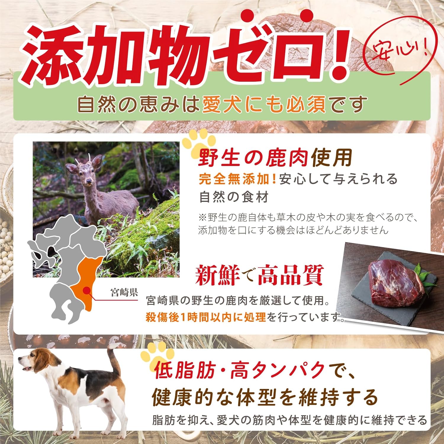 犬 おやつ いぬ 無添加 鹿肉ジャーキー ジャーキー 犬のおやつ 国産 低アレルゲン 低脂質 宮崎県産 (100g, 鹿肉) thumbnail 4