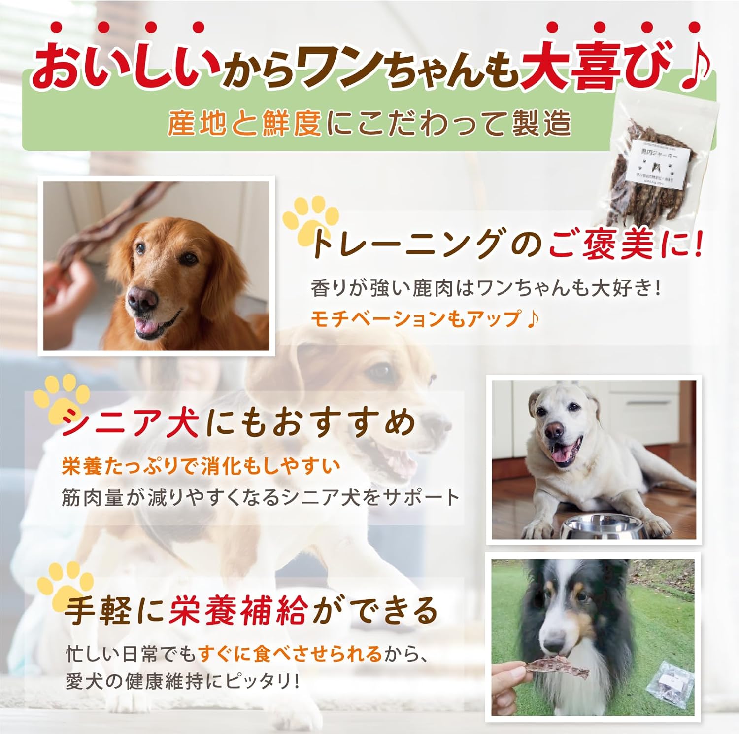 犬 おやつ いぬ 無添加 鹿肉ジャーキー ジャーキー 犬のおやつ 国産 低アレルゲン 低脂質 宮崎県産 (100g, 鹿肉) thumbnail 6